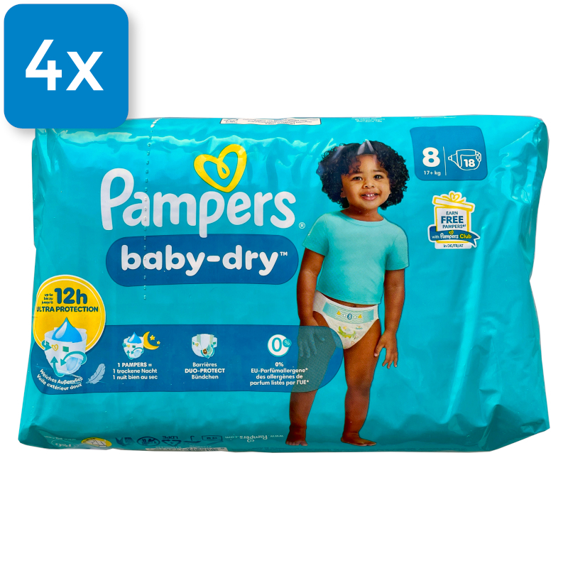 Pampers Baby Dry Gr. 8, 17+ kg - (4 x 18 Stück)